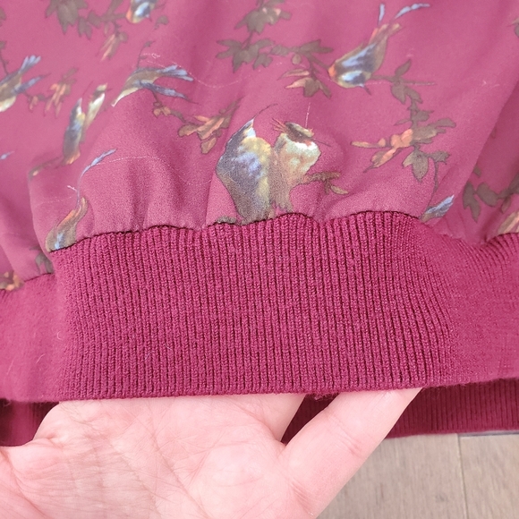 Amanda Green burgundy sweater with birds XL - Picture 6 of 10